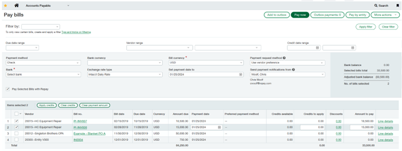 Sage Intacct-Screenshot-Pay Bills